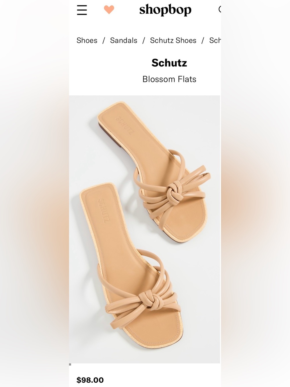 Schutz Blossom Size 8 Women's Knot-Detail Slide Sandals — Nude